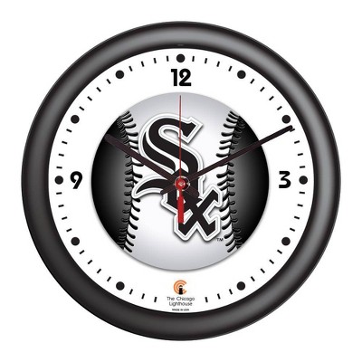 14" Chicago Sox Decorative Wall Clock Black/White - The Chicago Lighthouse: Modern Style, Indoor Use, Analog Display