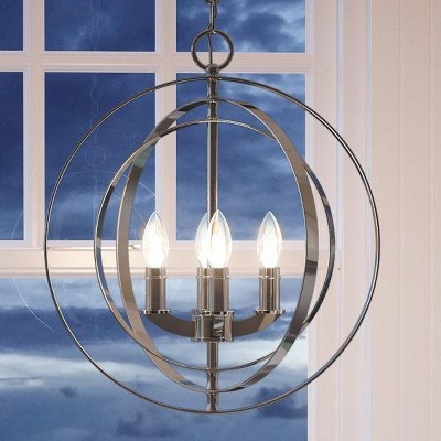 Urban Ambiance Luxury Luxe Industrial Chandelier,  18-3/8"H x 16"W,  Polished Nickel Finish, UHP2322