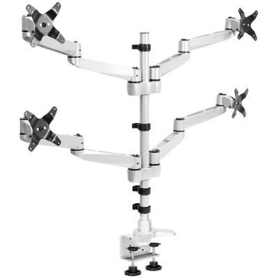 Mount-It! Quad Monitor Desk Mount With Full Motion Arms | Modular Four Arm Monitor Stand With Quick Disconnect Technology, Clamp and Grommet