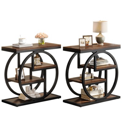Tribesigns 4-Tier End Table, Narrow Bedside Table with Storage Shelf