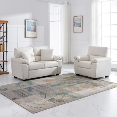 Faux Leather Loveseat and Chair,Ultimate Comfort Couch for Living Room,Lounge Room-Morden Fort