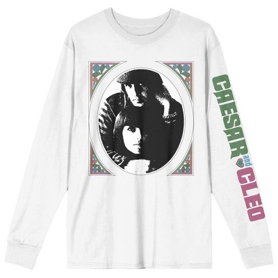 Sonny & Cher Caesar And Cleo Art Crew Neck Long Sleeve White Adult Tee