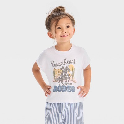 Grayson Mini Toddler Girls' Sweet Heart Rodeo Top - White