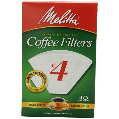 Melitta 624404 Cone Coffee Filters, 40 Count, White