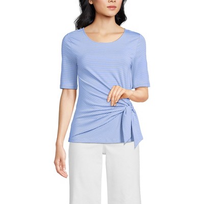 Lands' End Women's Lightweight Jersey Tie Front Top