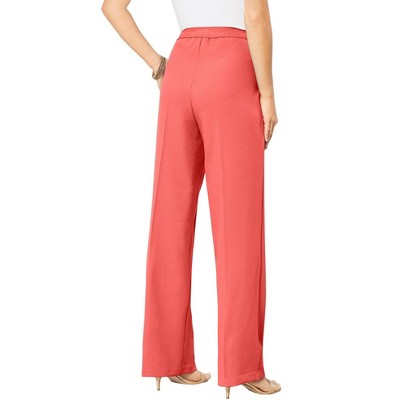 Roaman's Petite Plus Size Wide Leg Bend Over Pant