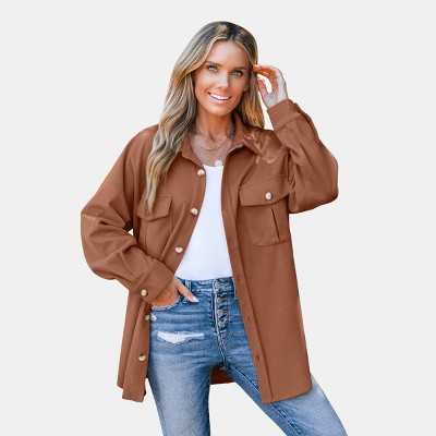 Women's Corduroy Button-Front Shacket -Cupshe