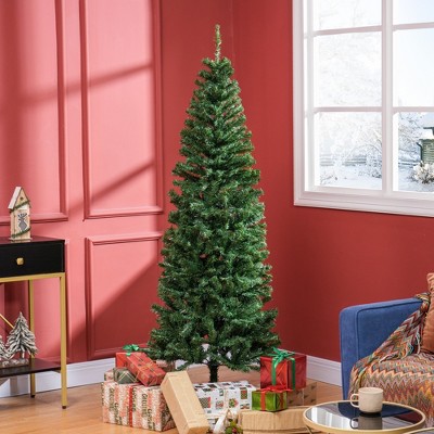 DOMETOUR 6ft Pencil Artificial Christmas Tree Unlit Christmas Tree Slim Fir Xmas Holiday Decor Tree Green