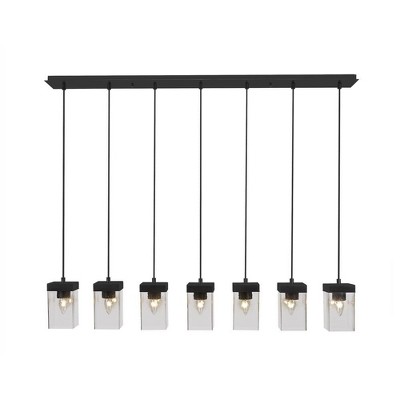 Toltec Lighting Nouvelle 7 - Light Chandelier in  Espresso with 4" Square Clear Bubble Shade