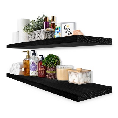 Sorbus 2 Pack 35” Solid Wood Floating Shelves - for Bathroom Decor, Books, Bedroom & Living Room