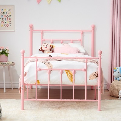 VECELO Twin/Full/Queen Metal Platform Bed Frame with Headboard and Footboard, Industrial Bed Frame, No Box Spring Needed, Storage Space