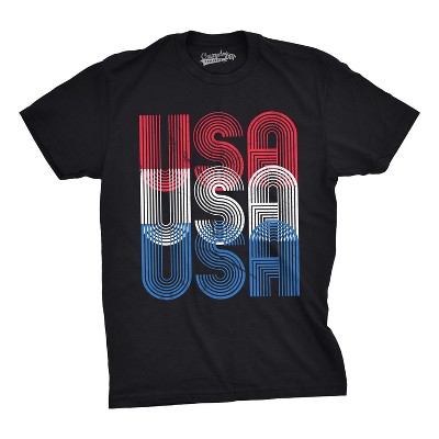 Mens USA USA USA Funny T shirts Red White Blue Retro Designs Cool Graphic T shirt - Crazy Dog Men's T Shirt For Fourth Of July