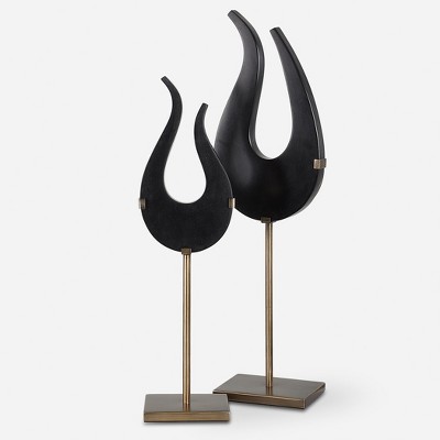 Uttermost Black Flame Sculptures, Set Of 2