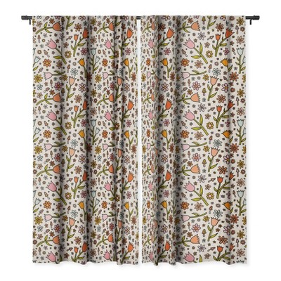 Doodle By Meg Tulip Print Set of 2 Panel Blackout Window Curtain - Deny Designs