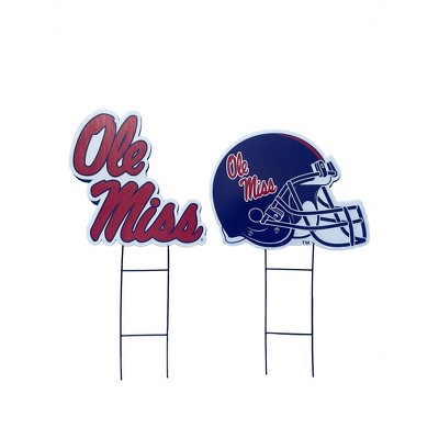 NCAA Ole Miss Rebels 2pk Logo and Helmet Garden Stake Set
