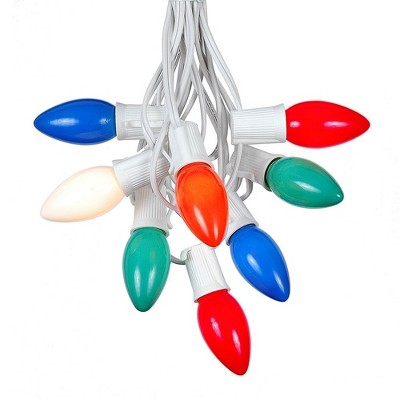 Novelty Lights 25 Feet C9 Ceramic Christmas String Light Set, Ceramic Vintage Holiday Hanging Light Set, White Wire