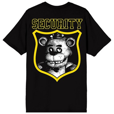 Five Nights At Freddy's Security Freddy Badge Adult Black Crew Neck Short Sleeve T-shirt