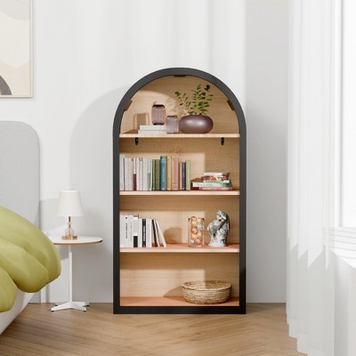 Bella Depot 43" Tall 4-Tier Black Arched Bookshelf Bookcase with Storage Shelves