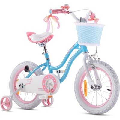 RoyalBaby Stargirl Kids Outdoor Bicycle with Kickstand, Accessory Basket, Bell, and Safety Training Wheels for Ages 4-7