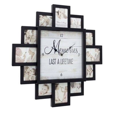 Lifetime Memories' Picture Frame Collage Wall Clock Black - American Art Decor