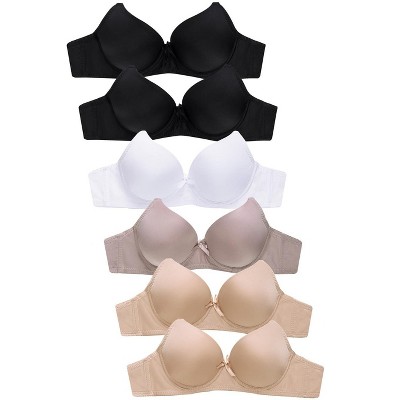 PACK OF 6 SOFRA WOMEN'S FULL COVERAGE SOLID T SHIRT BRA NEUTRAL COLORS (BR4150P4)
