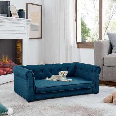 Lyngins Rectangular Elevated Pet Bed for Dogs & Cats,Comfy Linen Medium-Sized Dog Sofa Bed,Cat Bed