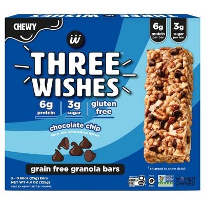 Three Wishes Chocolate Chip Granola Bars - 4.4oz/5ct