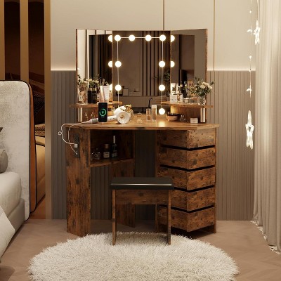 Makeup Vanity With Lighted Mirror, Vanity Desk