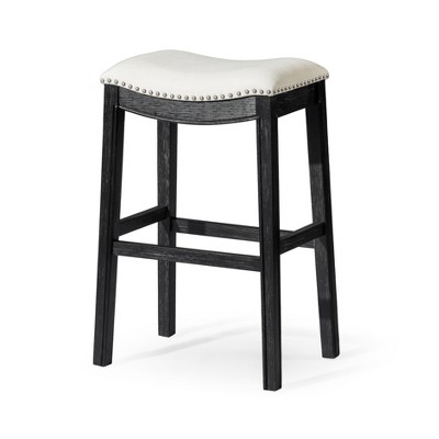 Maven Lane Adrien Backless Saddle Bar Stool with Fabric Upholstery 31"