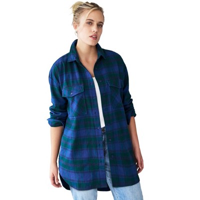 ellos Plaid Button-Front Flannel Tunic