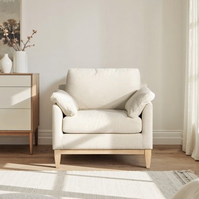 36" Wide Modern Farmhouse Accent Arm Chair with Removable Seat and Reversible Back Cushions