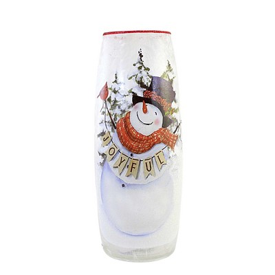 Stony Creek 11.75 In Joyful Winter Lg Vase Lighted Glass Accent , Pre-Lit Electric Christmas (1PC)