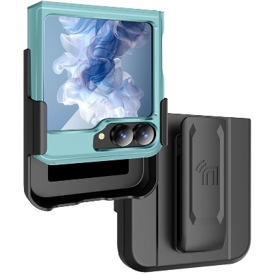 Nakedcellphone Rizz Case Combo for Samsung Galaxy Z Flip 6 / Z Flip 7 FE - Hybrid Cover and Belt Clip Holster Holder Combination