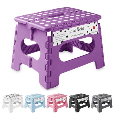 Casafield Folding Step Stools with Handle, Collapsible Foot Stools for Use in Kitchen and Bathroom