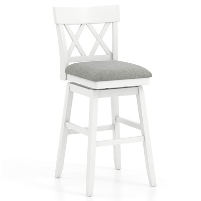 Costway 1/2/3/4 PCS 30" Bar Stool Wooden Chair with Contoured Backrest Swivel Padded Seat for Kitchen Gray