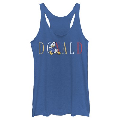 Women's Mickey & Friends Donald Duck Colorful Text Racerback Tank Top