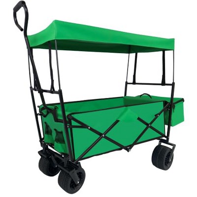 TROPOW Collapsible Folding Wagon Cart ¨C Green Utility Wagon for Camping/Shopping (1-Pack)