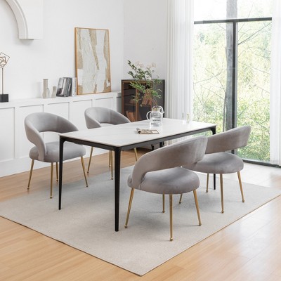 SEYNAR Mid Century Modern Velvet Upolstered Open-Back Dining Chair Set of 4