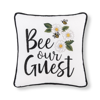 C&F Home Bee Our Guest Embroidered Small Petite Throw Pillow, 10" x 10"