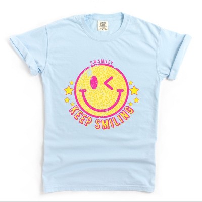 Simply Sage Market S.W.Smiley Keep Smiling Happy Face Garment Dyed Tee