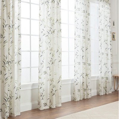 Chanasya 2pk Light Filtering Textured Semi Sheer Print Window Curtain Panels - Set of 2