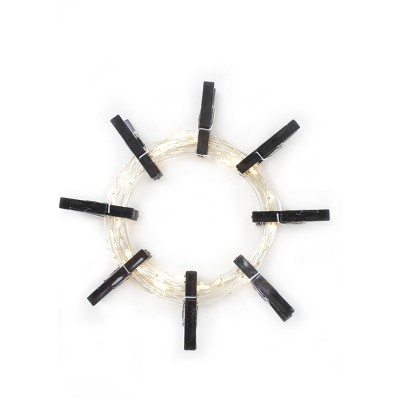 Perfect Holiday 36 LED Matte Black Photo Clip String Light- Battery Operated