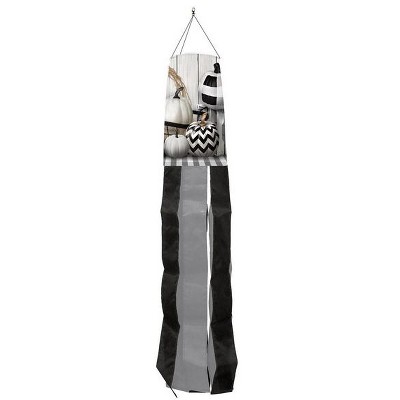 Briarwood Lane Fall Black and White Pumpkins Windsock Wind Twister 40x6 For Fall Wind Spinner