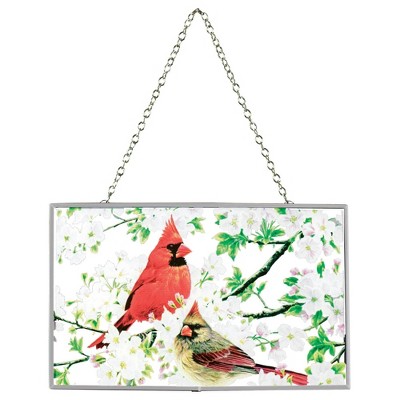 Dicksons Cardinal Birds in A Tree Cheerful Bright Colors Multicolor 8 x 5 Metal and Glass Suncatcher with Suction Cup Hanger