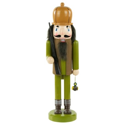 Northlight 14" Green and Brown Wood Duck Hunter Wooden Christmas Nutcracker
