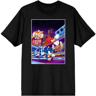 Sonic Mania Game Tails, Sonic, Knuckles the Echidna Men's Black Graphic Tee