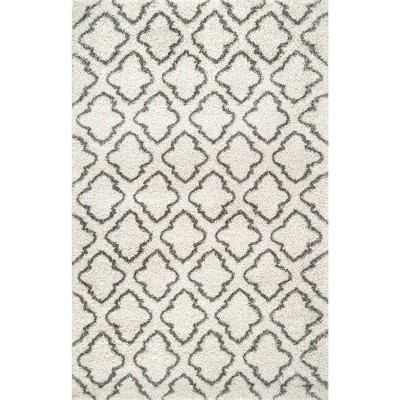 Nuloom Burma Moroccan 4x6 Shag Indoor Area Rug for Living Room Bedroom Dining Room Nursery, Ivory/Tan