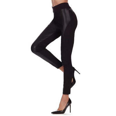 Memoi Marea Chic Faux Leather Cotton Blend Fashion Leggings