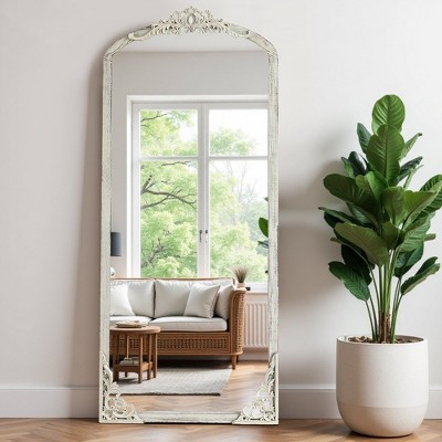 67"x28" Classic Arch-Top Full-Body Mirror, White Wood Framed Weather Full-Length Vanity Mirror for Bathroom, Bedroom Entryway, Living/Dressing Room