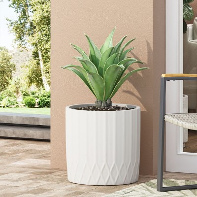 Okak Dots Stylish Antique White Planter, Modern Durable Weather Resistant and Versatile Planter for Indoor/Outdoor